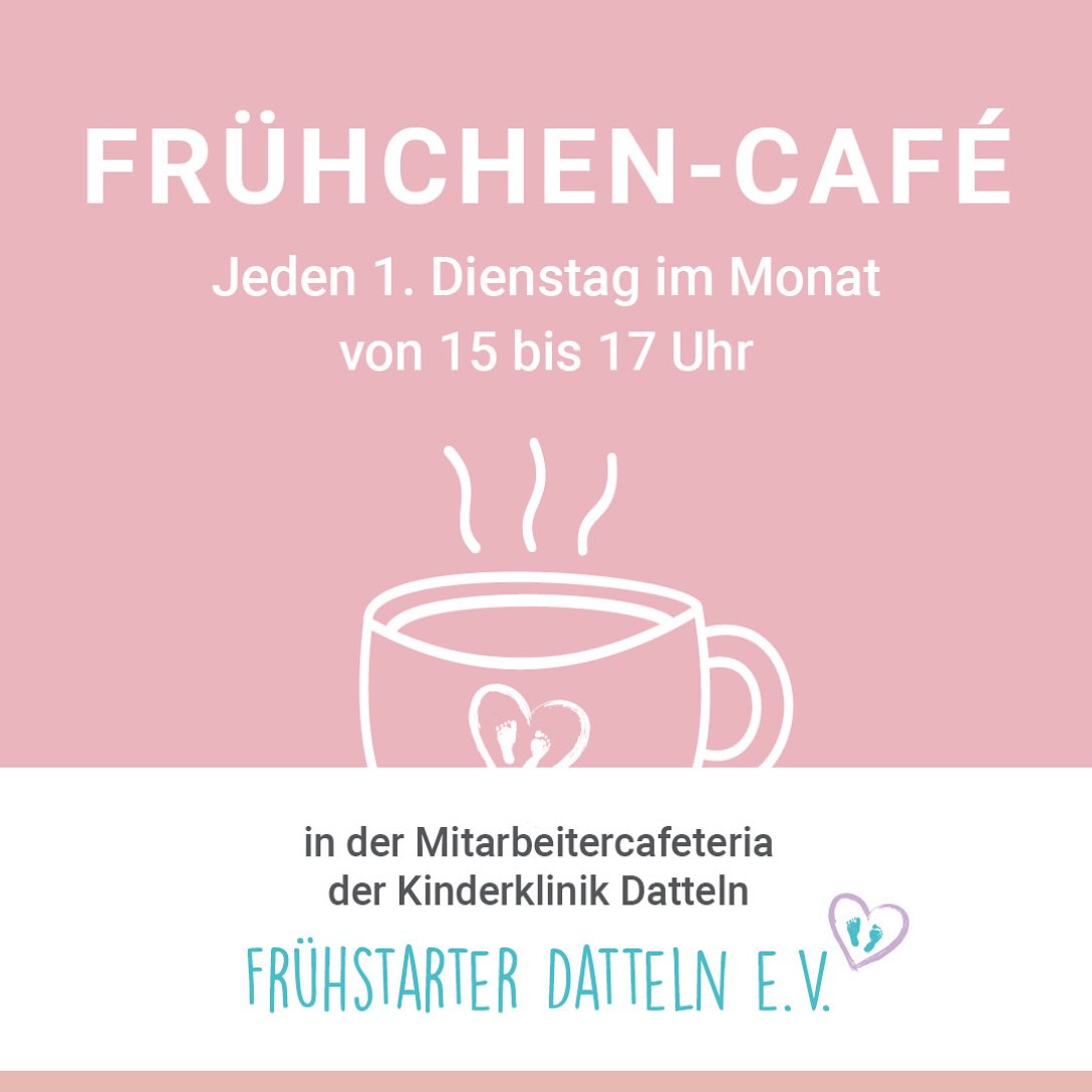 Unser nächste Frühchencafe findet am 3.11.2026 statt!
Wir laden alle Familien herzlich ein, deren Kinder auf unseren Stationen behandelt wurden. Für Kaffee, Wasser und Kuchen ist gesorgt. Kleine Bastelideen gibt es für unsere größeren Frühstarter oder Geschwisterkinder. Wir freuen uns auf unsere Frühstarter und deren Eltern und bitten um eine Anmeldung pro Familie. Natürlich seid ihr auch ohne Anmeldung willkommen! Hier geht’s zur Anmeldung: https://fruehstarter-datteln.de/events/ #frühchen #frühchencafe #kinderklinikdatteln #herzlichwillkommen #kreisrecklinghausen